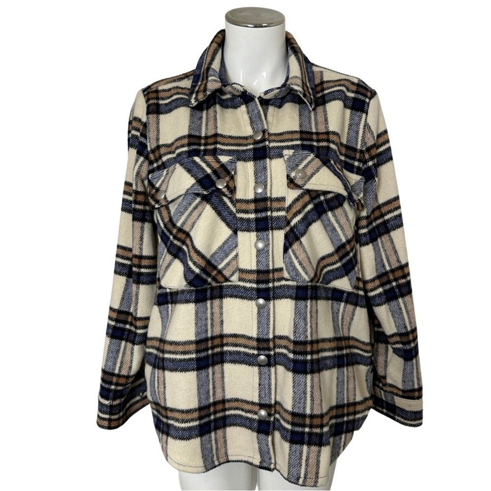 BLANK NYC Shacket Small Plaid Flannel Jacket Button Front